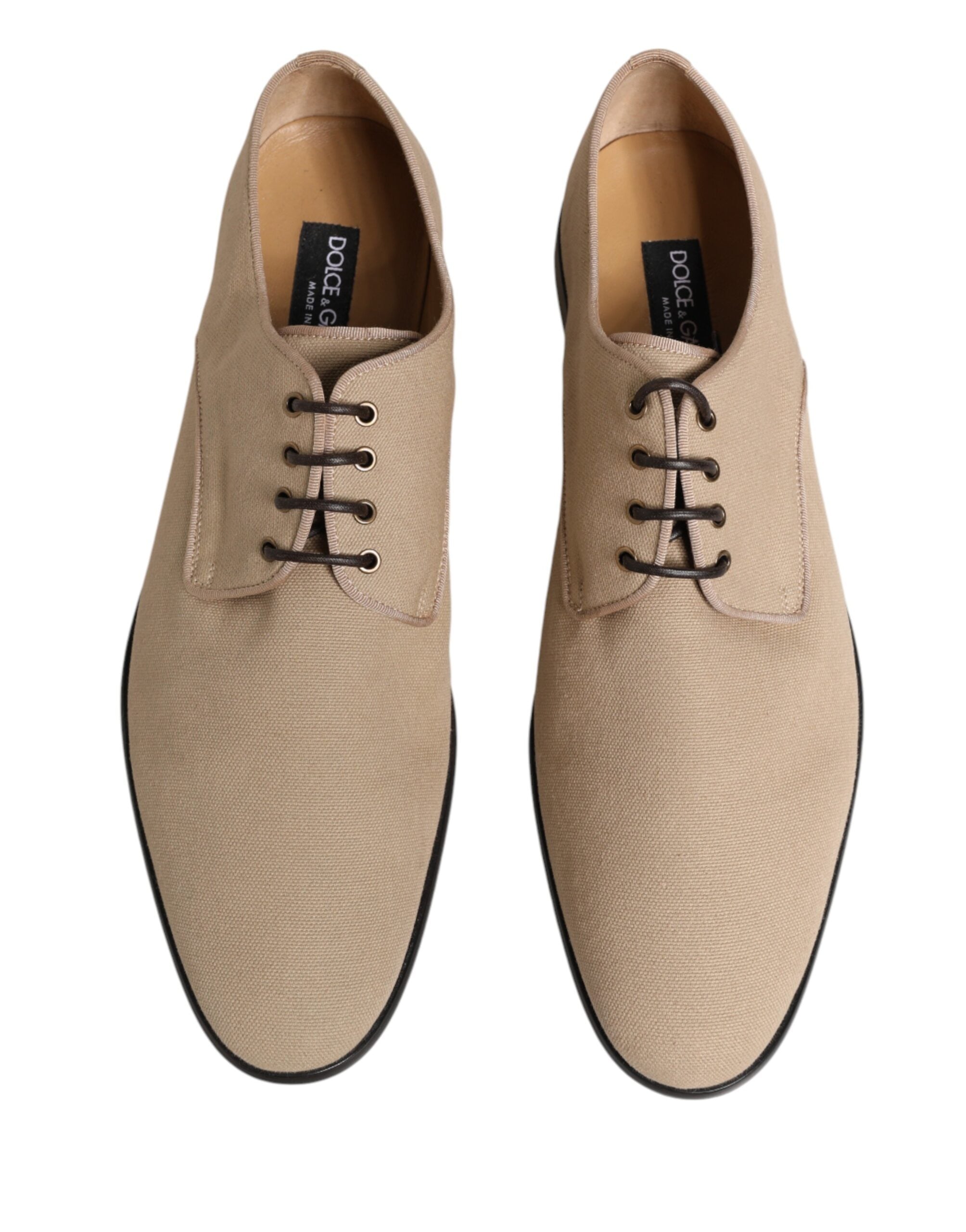 Dolce & Gabbana Beige Canvas Derby Schnürschuhe für Herren