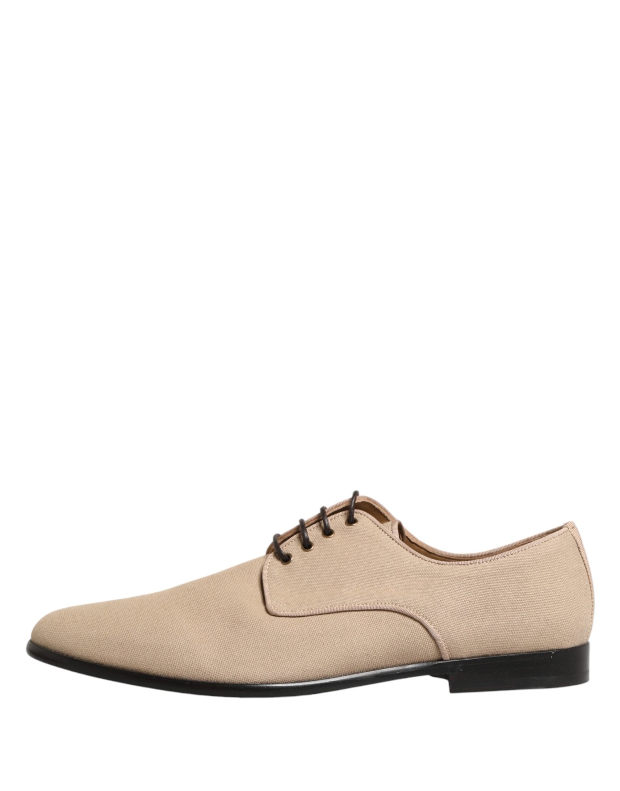 Dolce & Gabbana Beige Canvas Derby Schnürschuhe für Herren