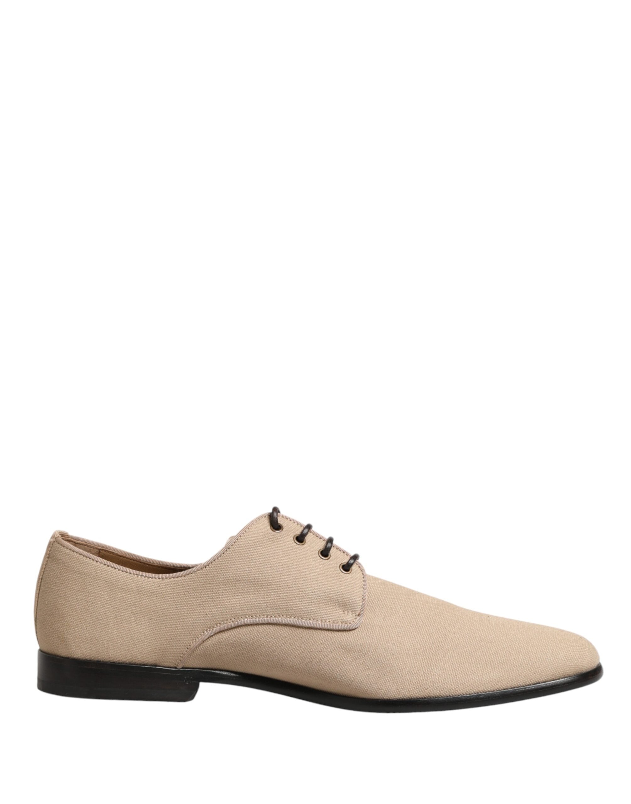 Dolce & Gabbana Beige Canvas Derby Schnürschuhe für Herren