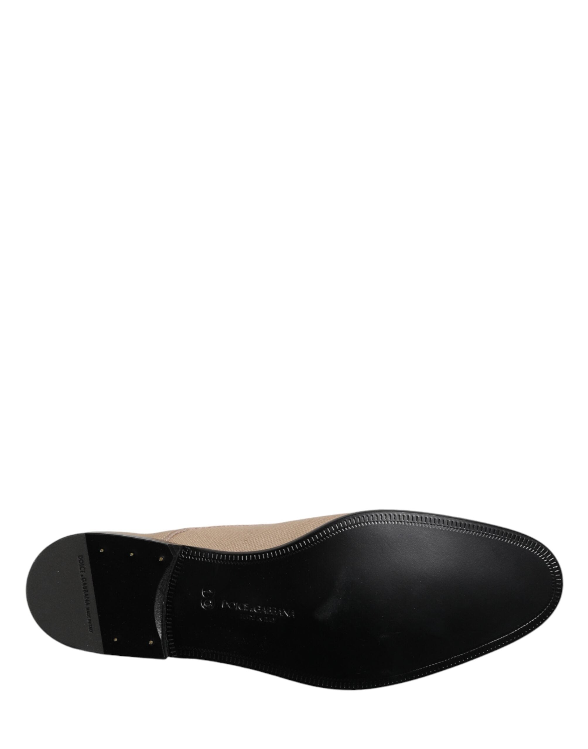 Dolce & Gabbana Beige Canvas Derby Schnürschuhe für Herren