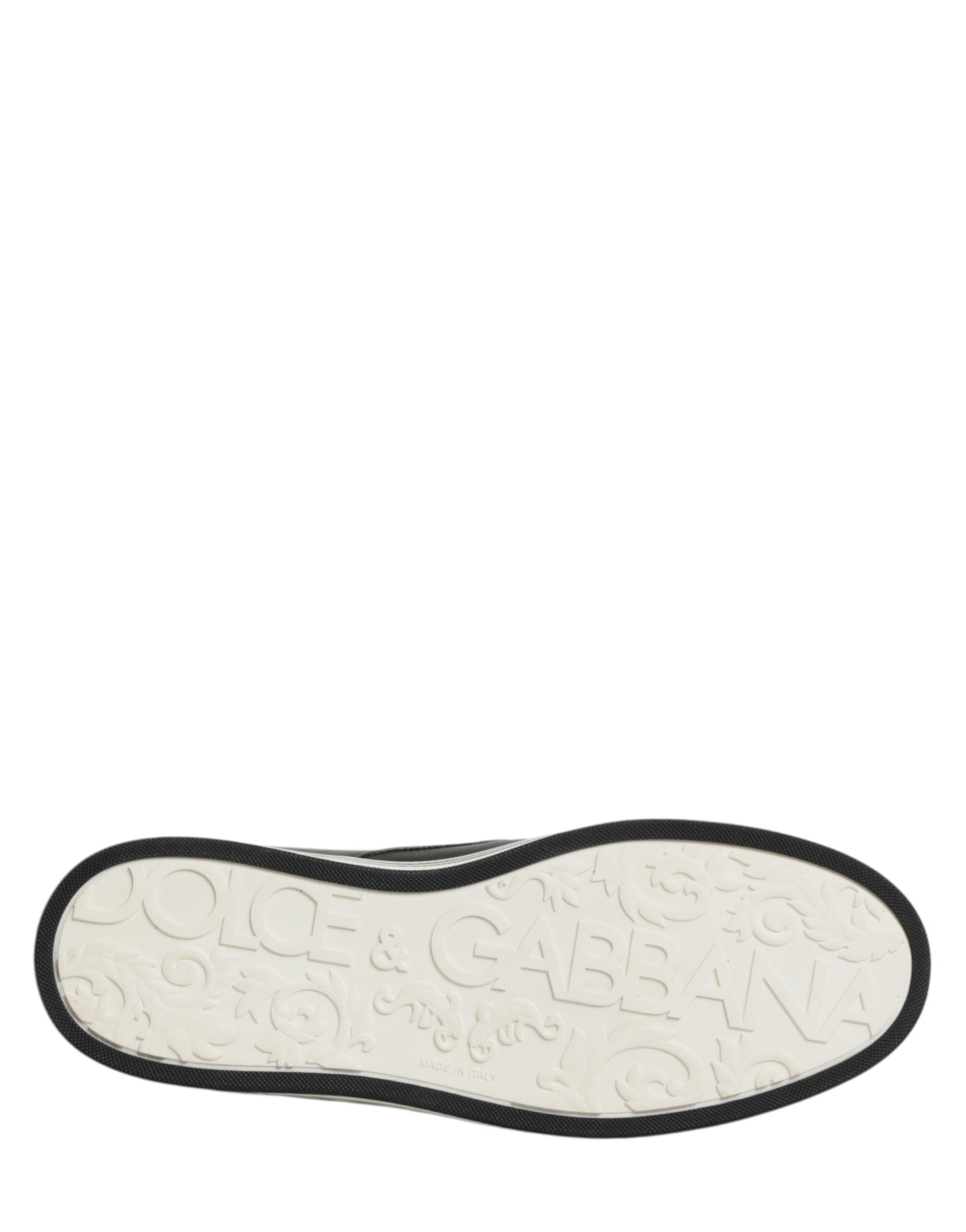 Dolce & Gabbana Schwarze Leder Signature Figures Sneaker Schuhe