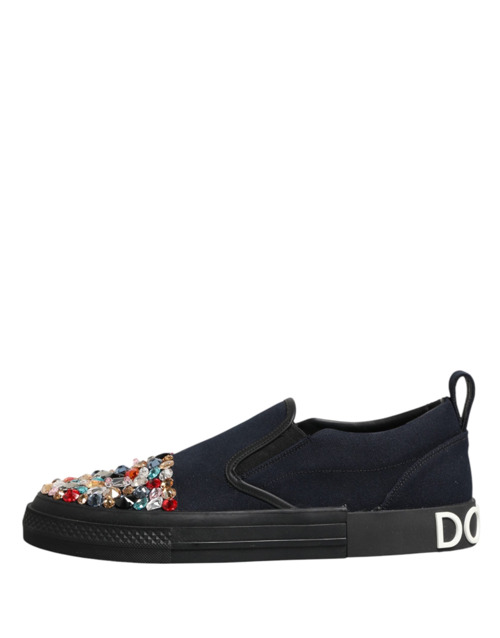 Dolce & Gabbana Blaue Canvas Sneaker mit Verzierungen zum Schlüpfen für Herren