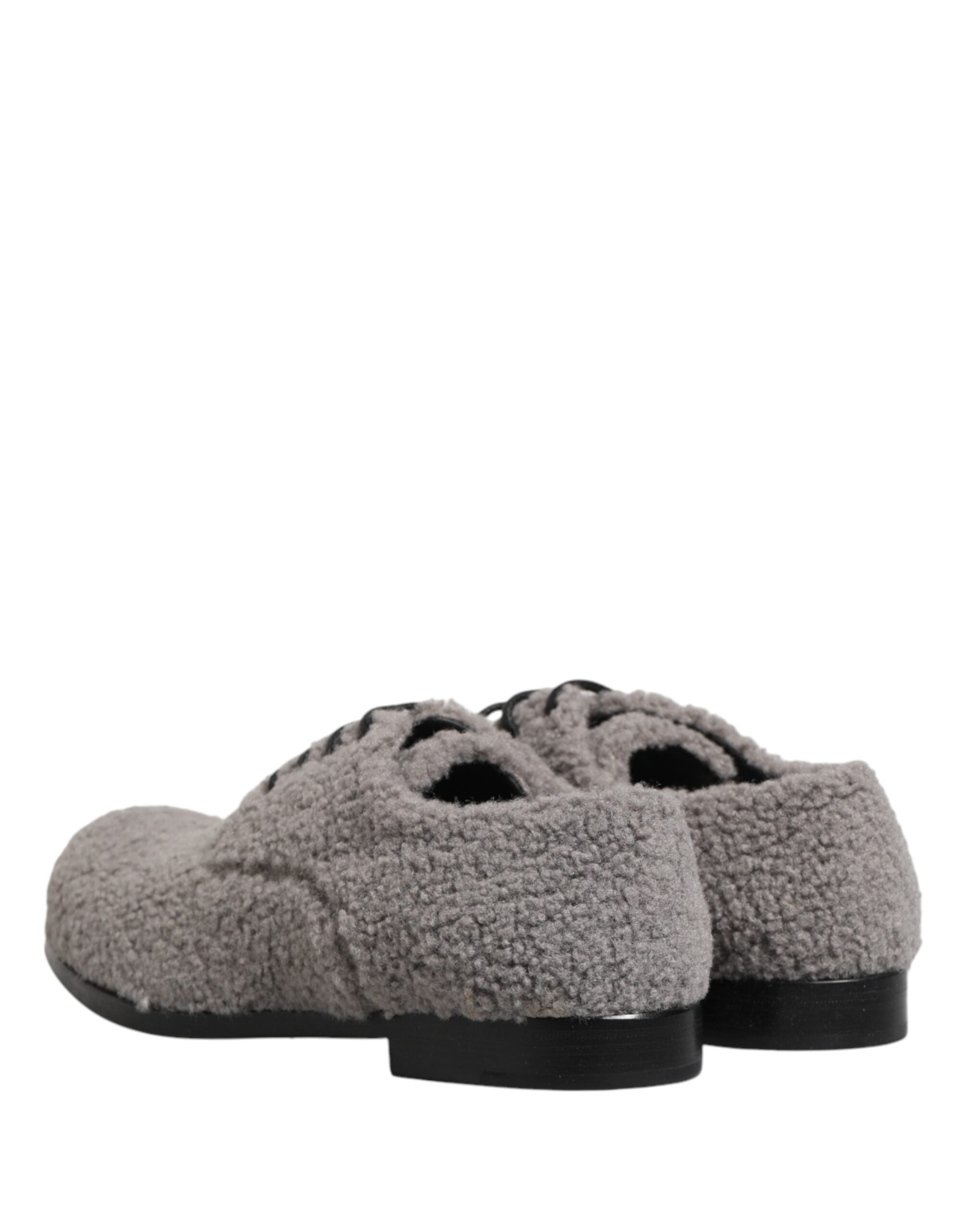 Dolce & Gabbana Graue Fleece Schnürschuhe Herren Derby-Kleiderschuhe