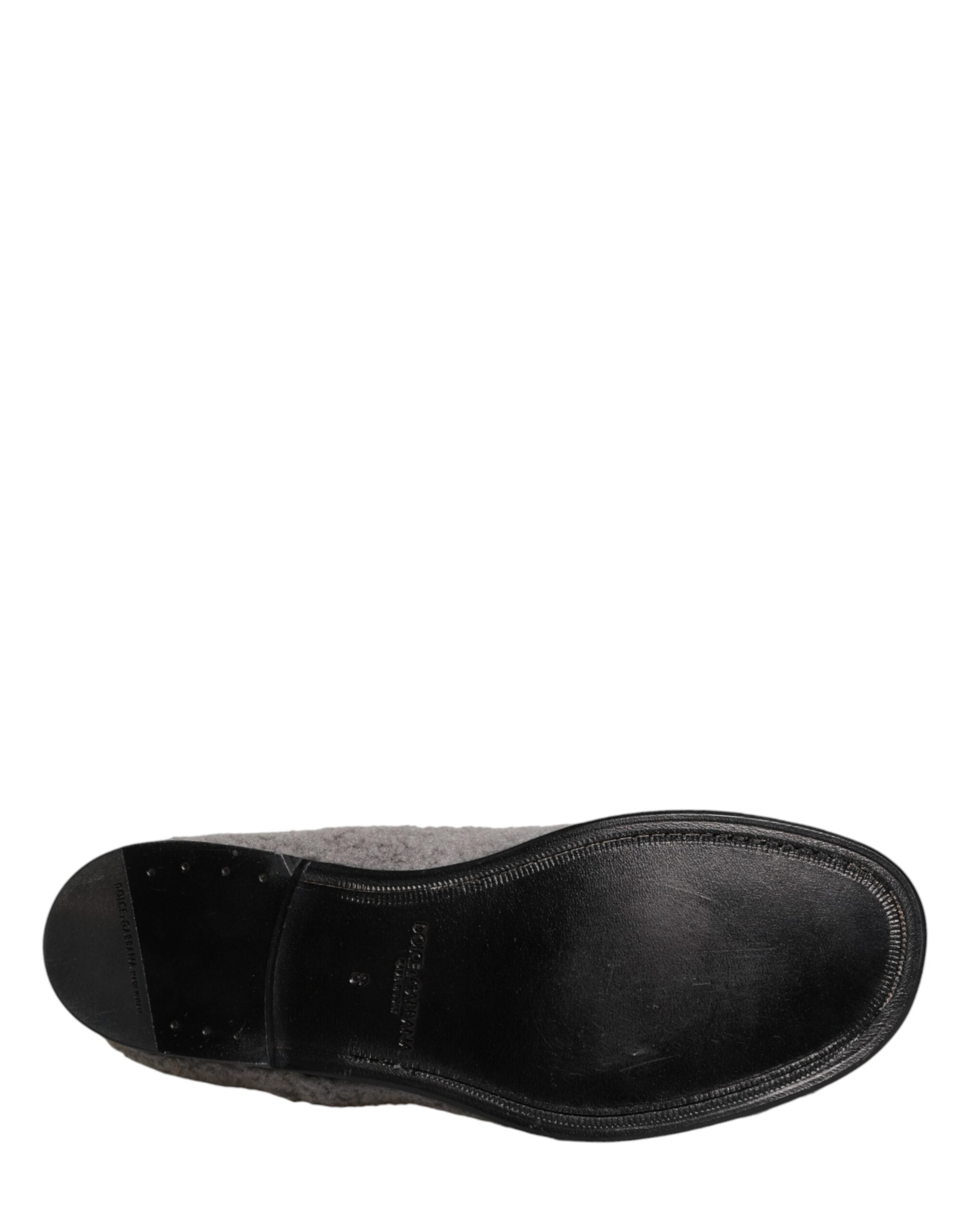 Dolce & Gabbana Graue Fleece Schnürschuhe Herren Derby-Kleiderschuhe