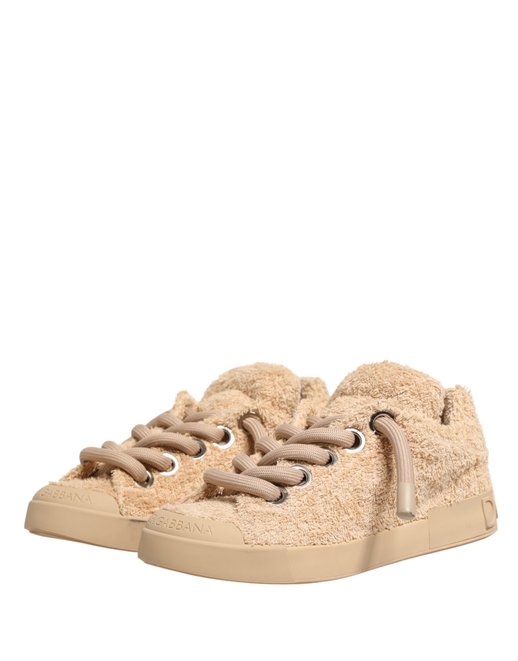 Dolce & Gabbana Schuhe Beige Kunst Shearling Low-Top-Sneaker