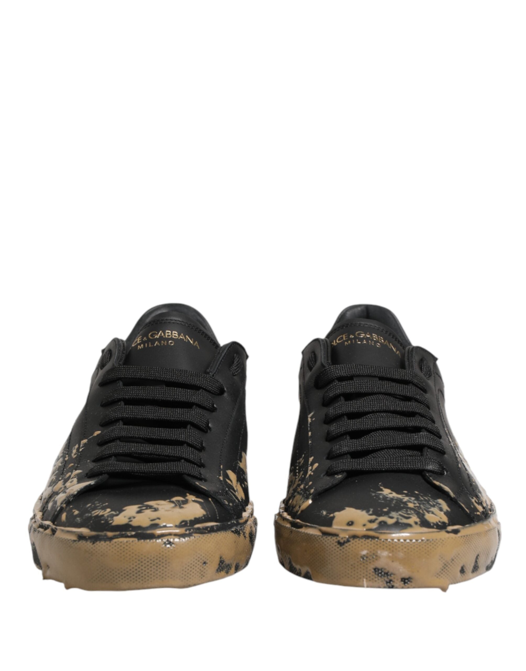 Dolce & Gabbana Schwarze Portofino Sneaker in Used-Look, Low-Top