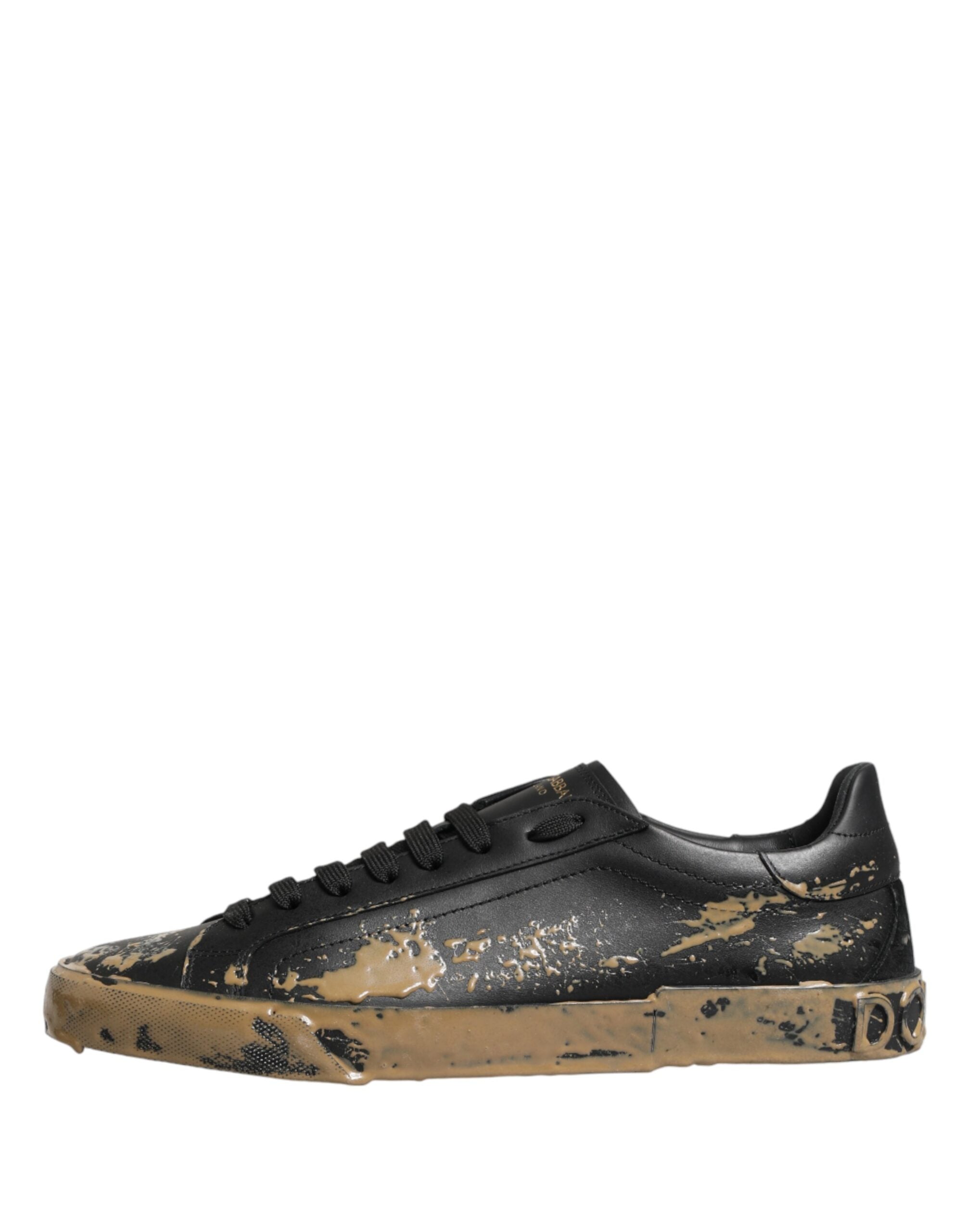 Dolce & Gabbana Schwarze Portofino Sneaker in Used-Look, Low-Top