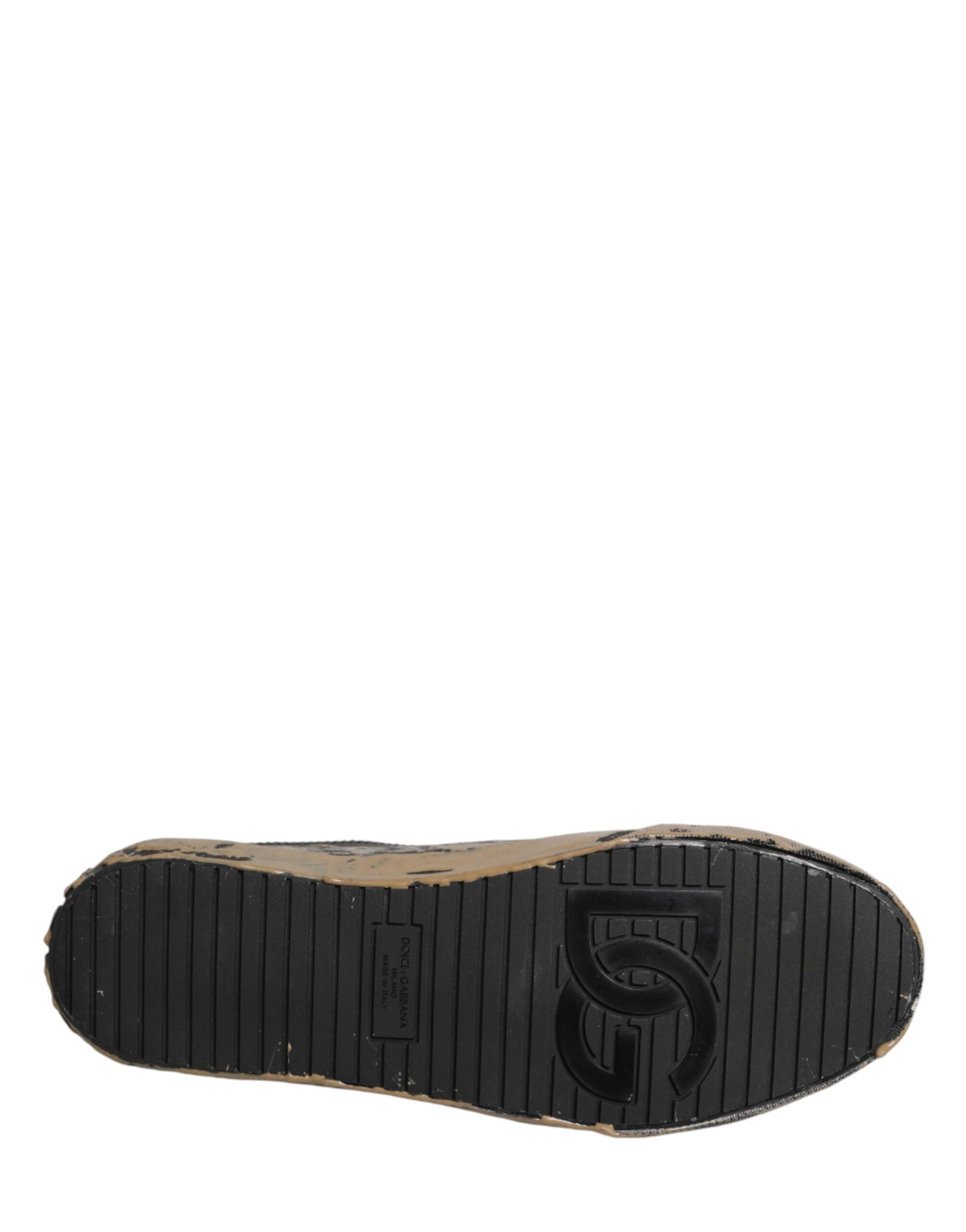 Dolce & Gabbana Schwarze Portofino Sneaker in Used-Look, Low-Top