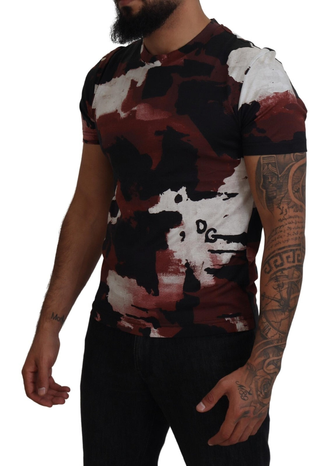 Dolce & Gabbana Mehrfarbiges Baumwoll-T-Shirt mit Rundhalsausschnitt im Tie-Dye-Look