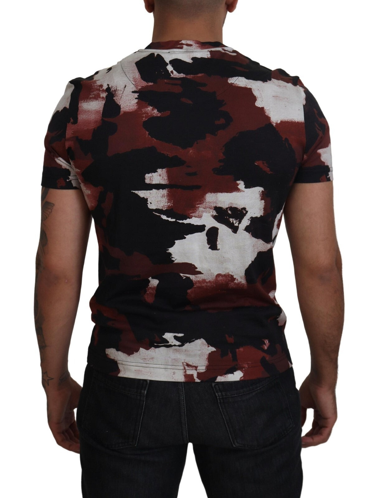 Dolce & Gabbana Mehrfarbiges Baumwoll-T-Shirt mit Rundhalsausschnitt im Tie-Dye-Look