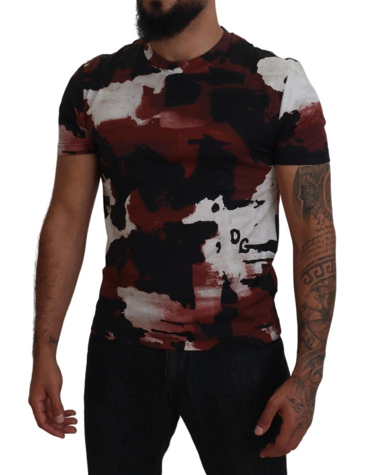 Dolce & Gabbana Mehrfarbiges Baumwoll-T-Shirt mit Rundhalsausschnitt im Tie-Dye-Look