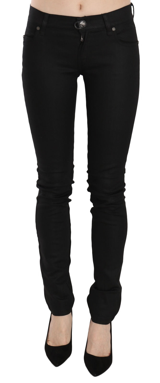 PLEIN SUD Schwarze Skinny Jeans aus Baumwolle mit mittlerer Taille