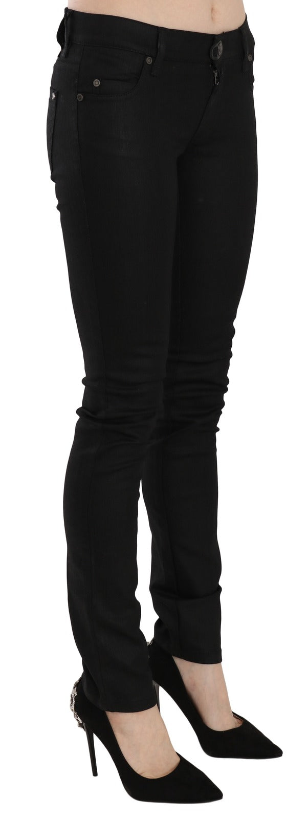 PLEIN SUD Schwarze Skinny Jeans aus Baumwolle mit mittlerer Taille