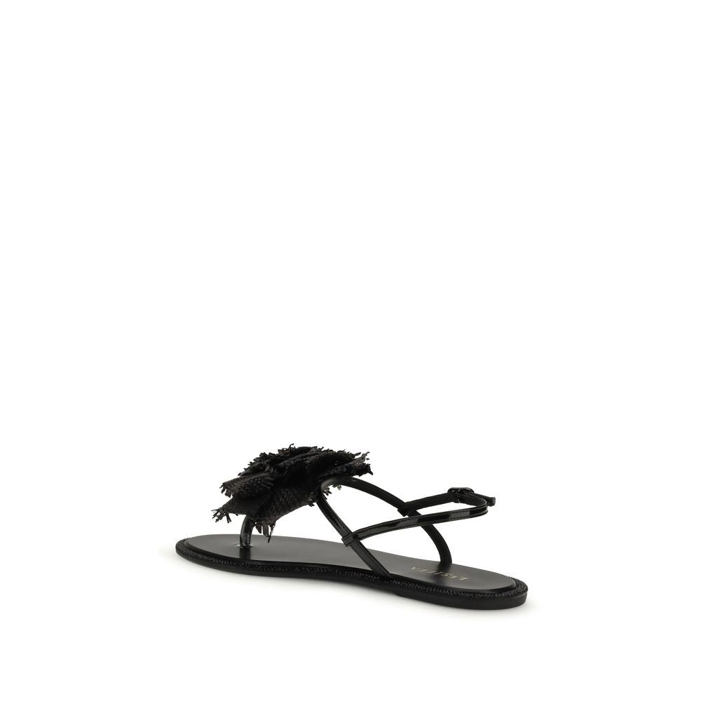 LE SILLA Schwarze Bos Taurus Kalbsleder-Sandalen