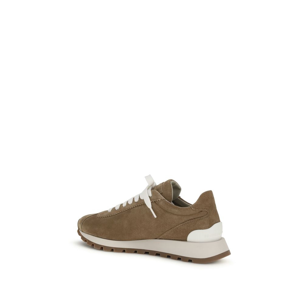 Brunello Cucinelli Beige Kalbsleder Bos Taurus Plateau-Sneaker