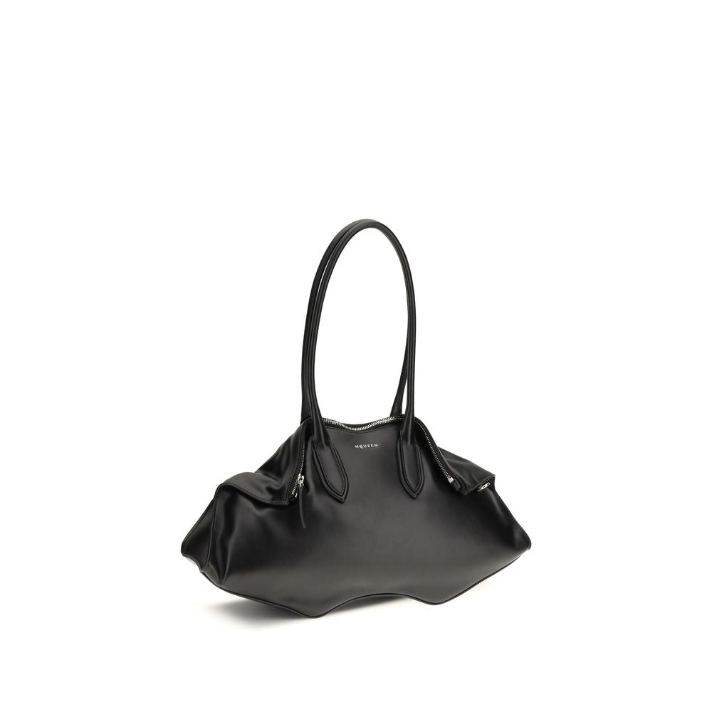Alexander McQueen Schwarze Bos Taurus Kalbsleder Schultertasche