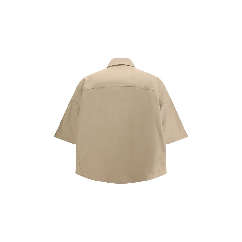 Brunello Cucinelli Beige Baumwoll-Shirt mit kurzen Ärmeln