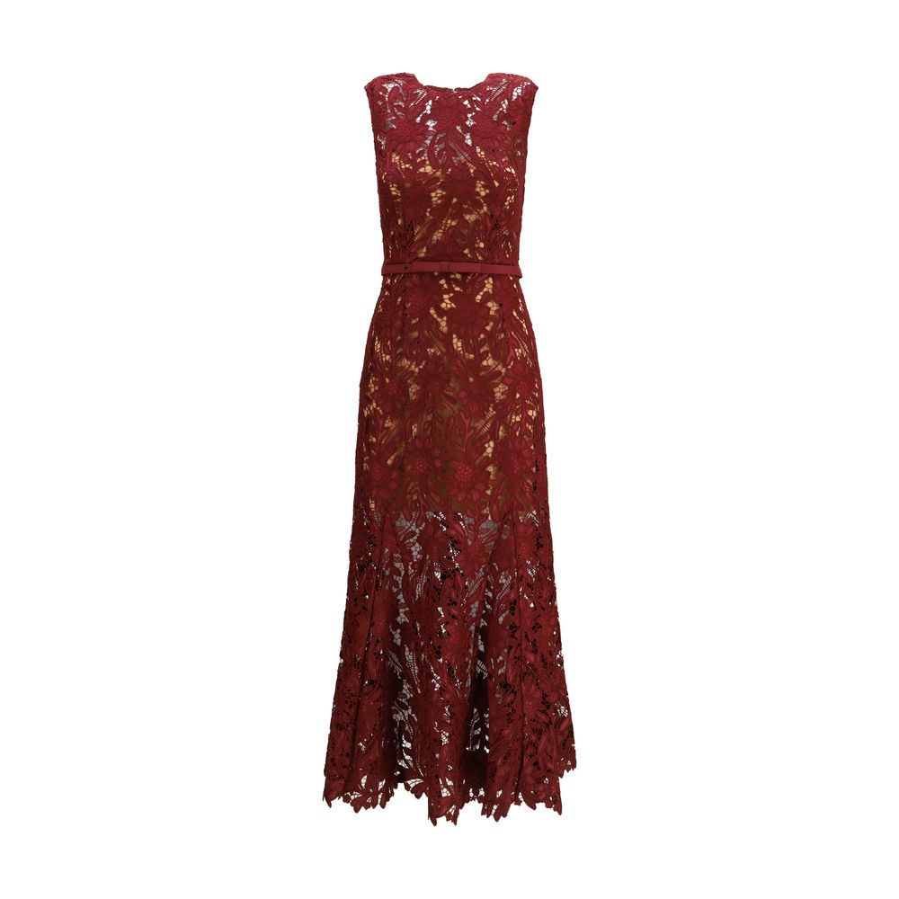 Self-Portrait Weinrotes Cocktailkleid aus Polyester