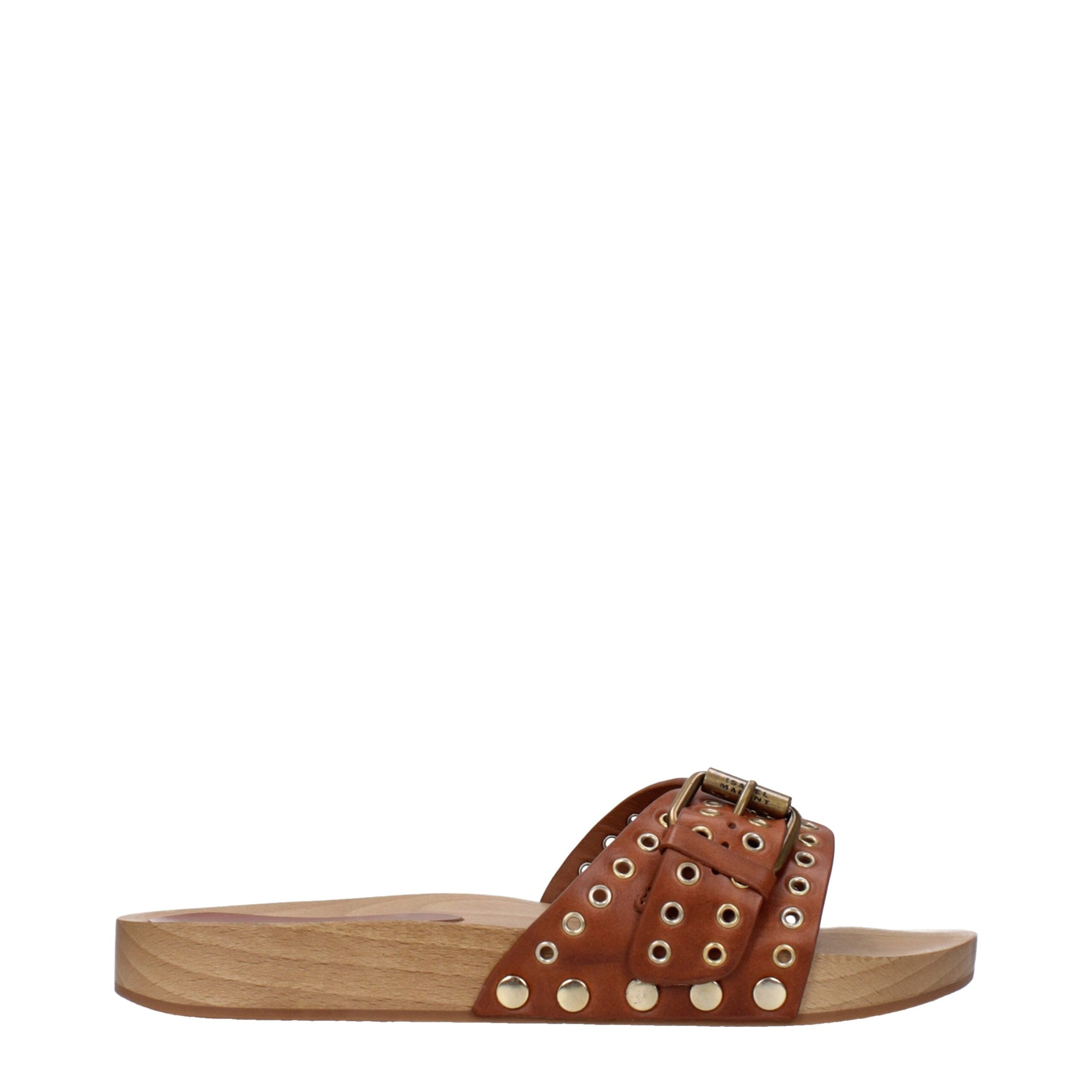 Isabel Marant Braune Leder-Slipper