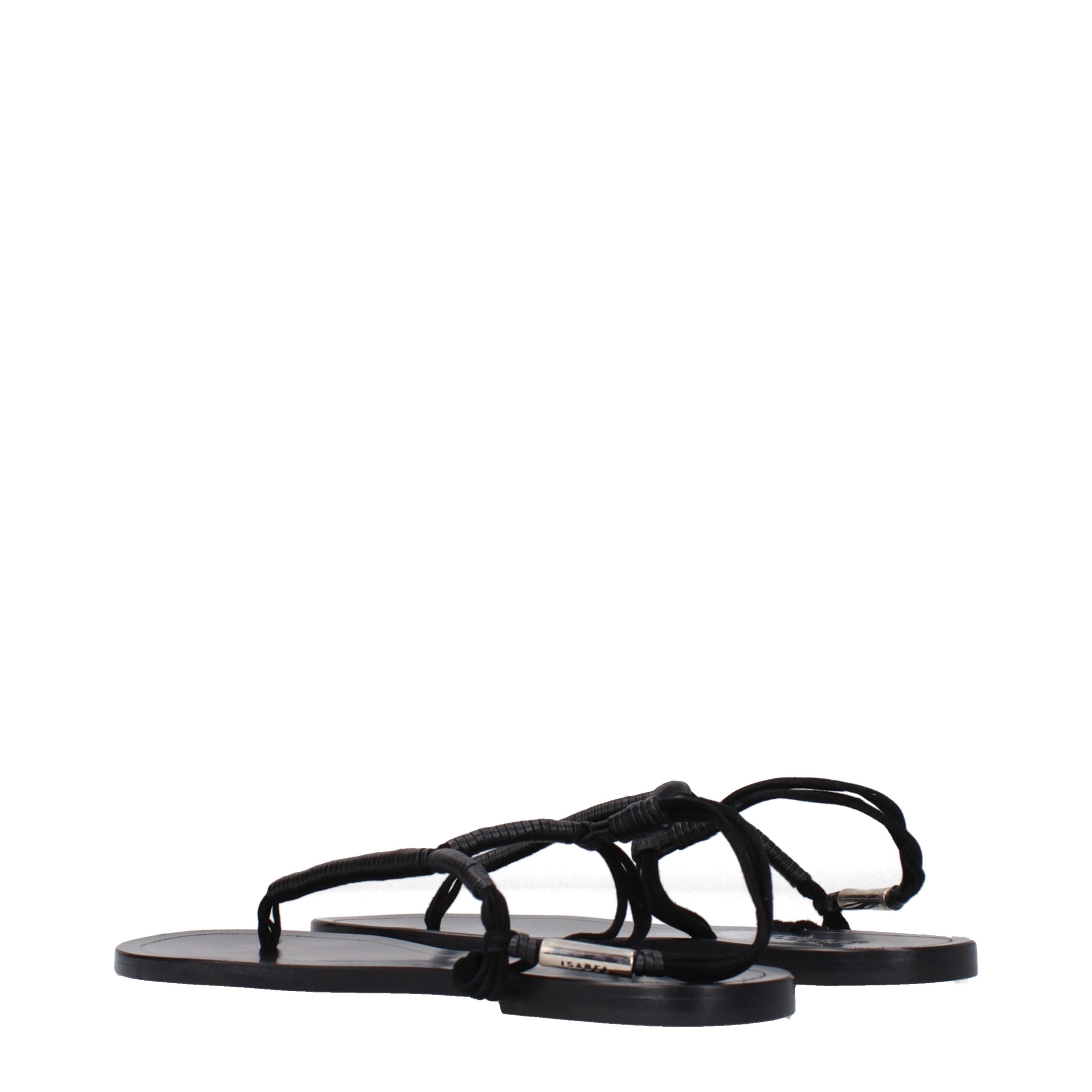 Isabel Marant Schwarze Leder-Flip-Flop-Sandalen
