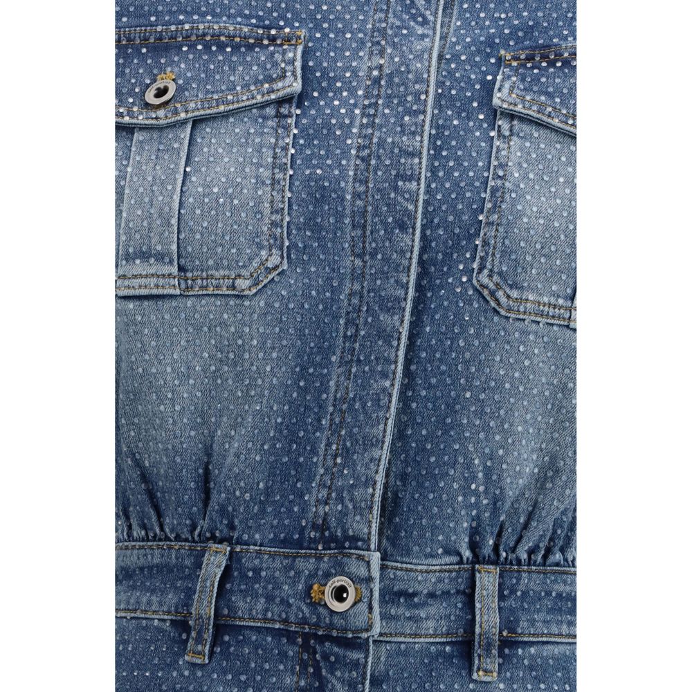 Self-Portrait Blauer Baumwoll-Jumpsuit
