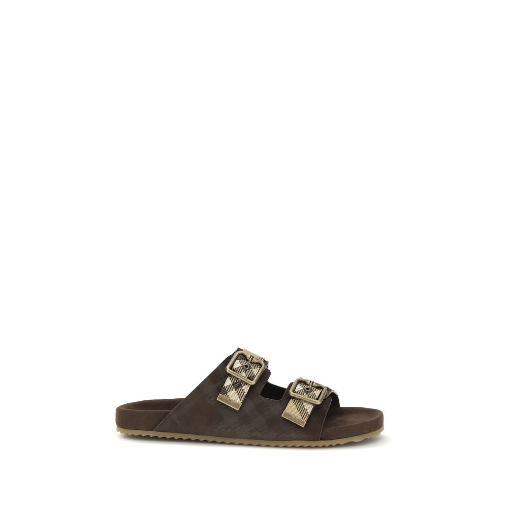 Burberry Braune Kalbsleder Bos Taurus Flache Sandalen