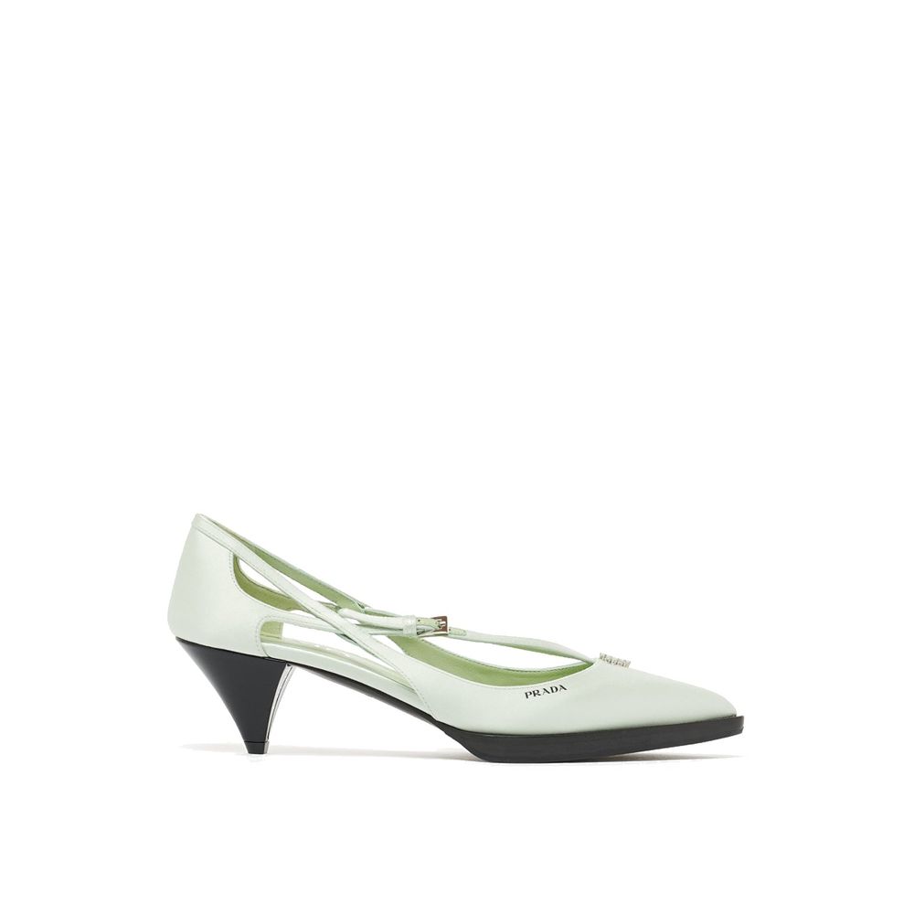 Prada Zweifarbige Pumps aus Seide mit mittelhohem Absatz