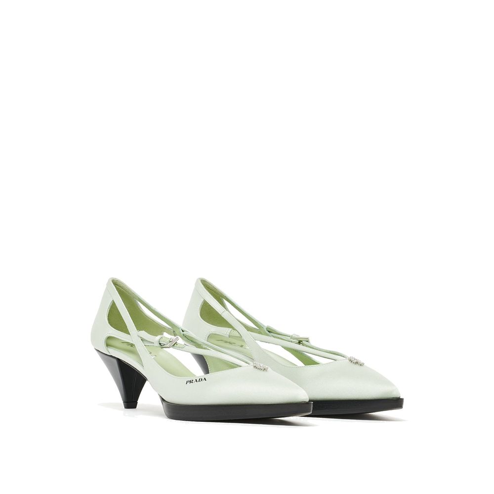 Prada Zweifarbige Pumps aus Seide mit mittelhohem Absatz