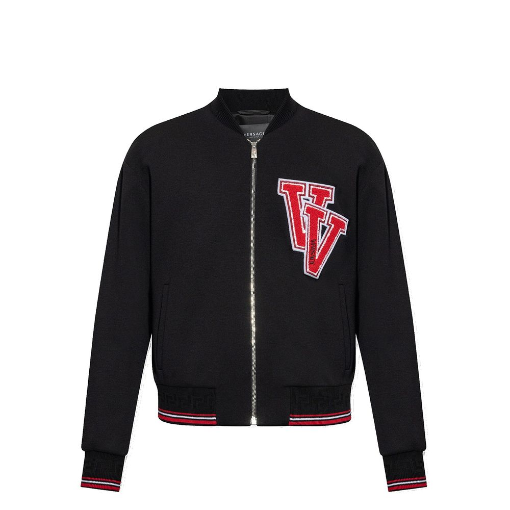 Versace Schwarzer Bomber aus reiner Schurwolle