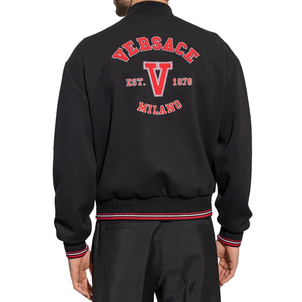 Versace Schwarzer Bomber aus reiner Schurwolle