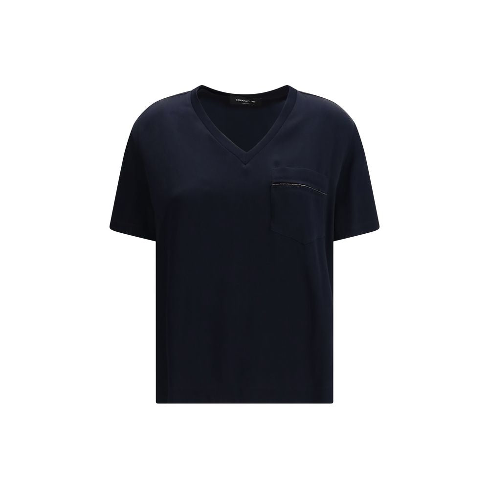 Fabiana Filippi Blaues Viskose-T-Shirt