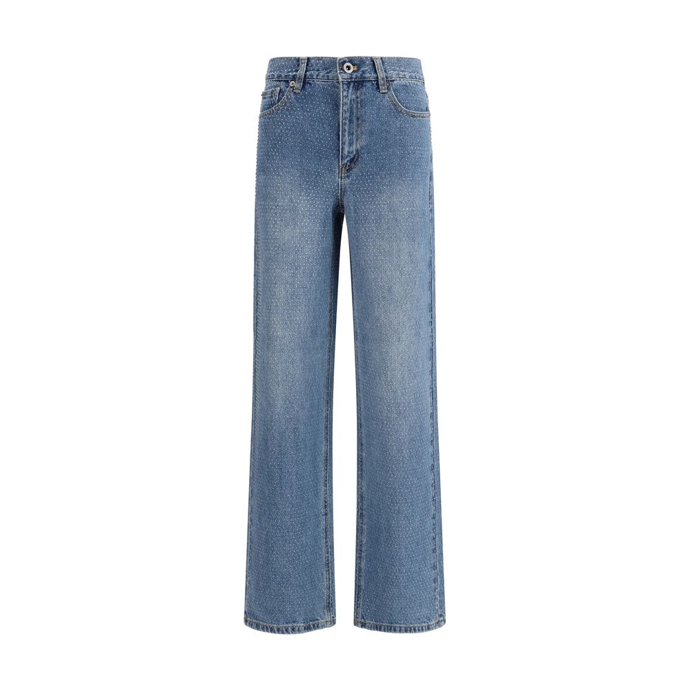 Self-Portrait Blaue Jeans aus Baumwolle im geraden Schnitt