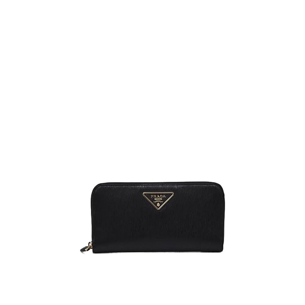 Prada Schwarzes Kalbsleder Portemonnaie