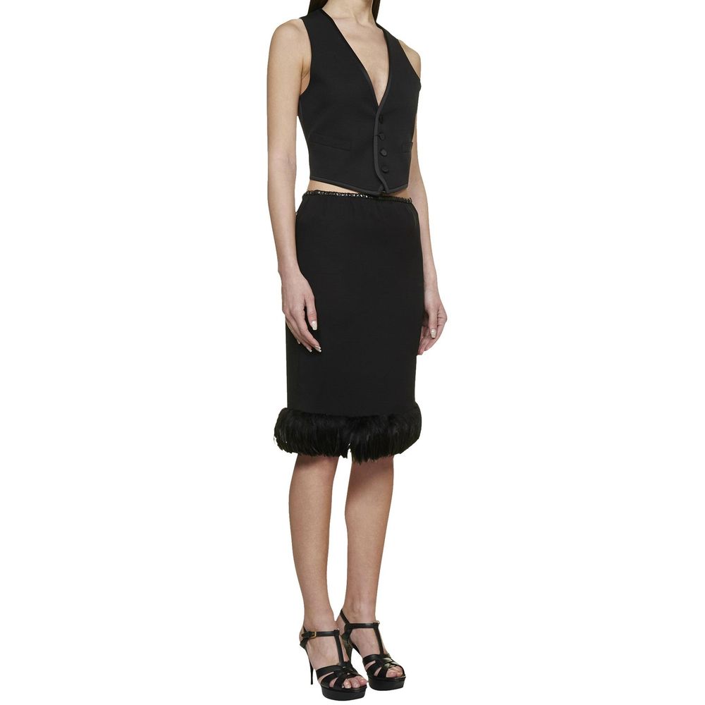 Saint Laurent Schwarzer Seiden-Midirock