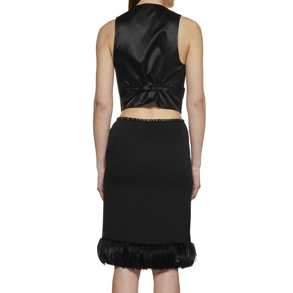 Saint Laurent Schwarzer Seiden-Midirock