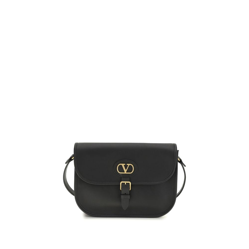 Valentino Garavani Schwarze Bos Taurus Kalbsleder Schultertasche