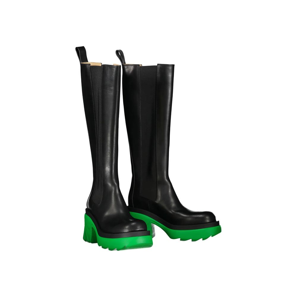 Bottega Veneta Schwarze Leder Overknee-Stiefel