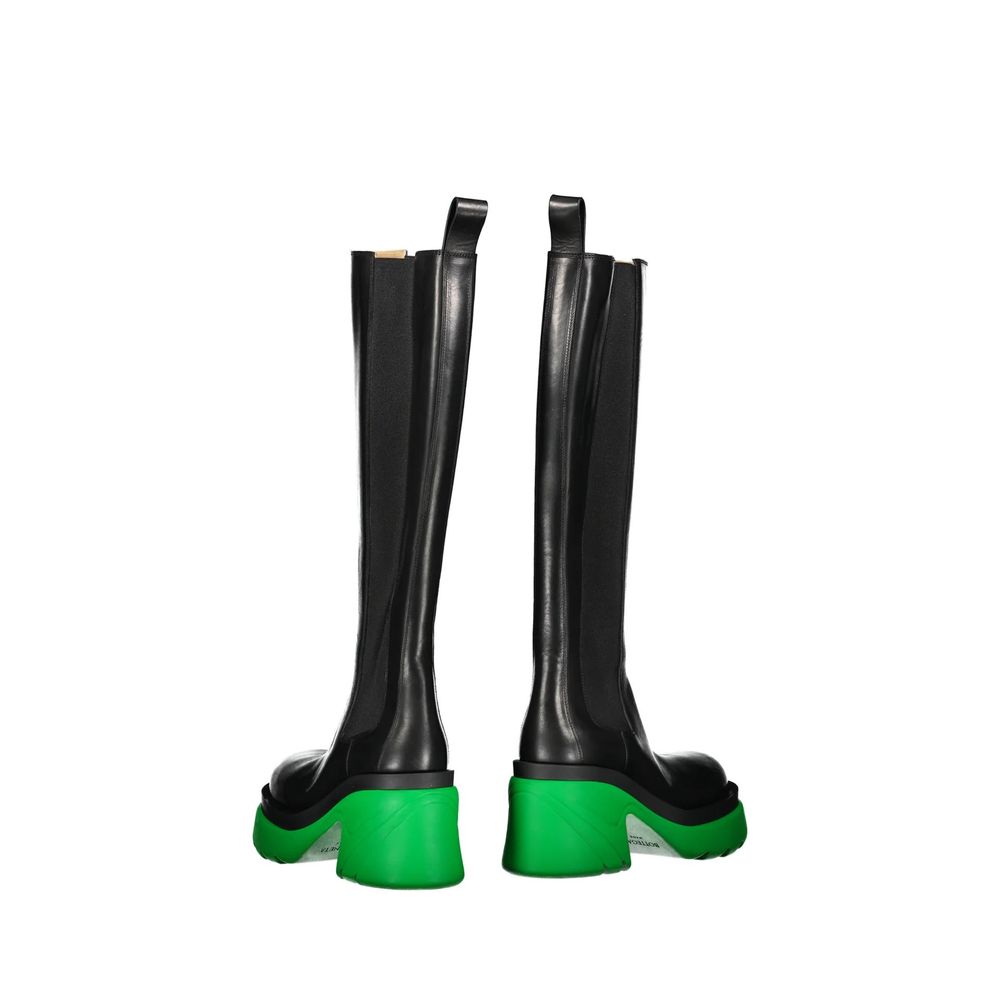 Bottega Veneta Schwarze Leder Overknee-Stiefel