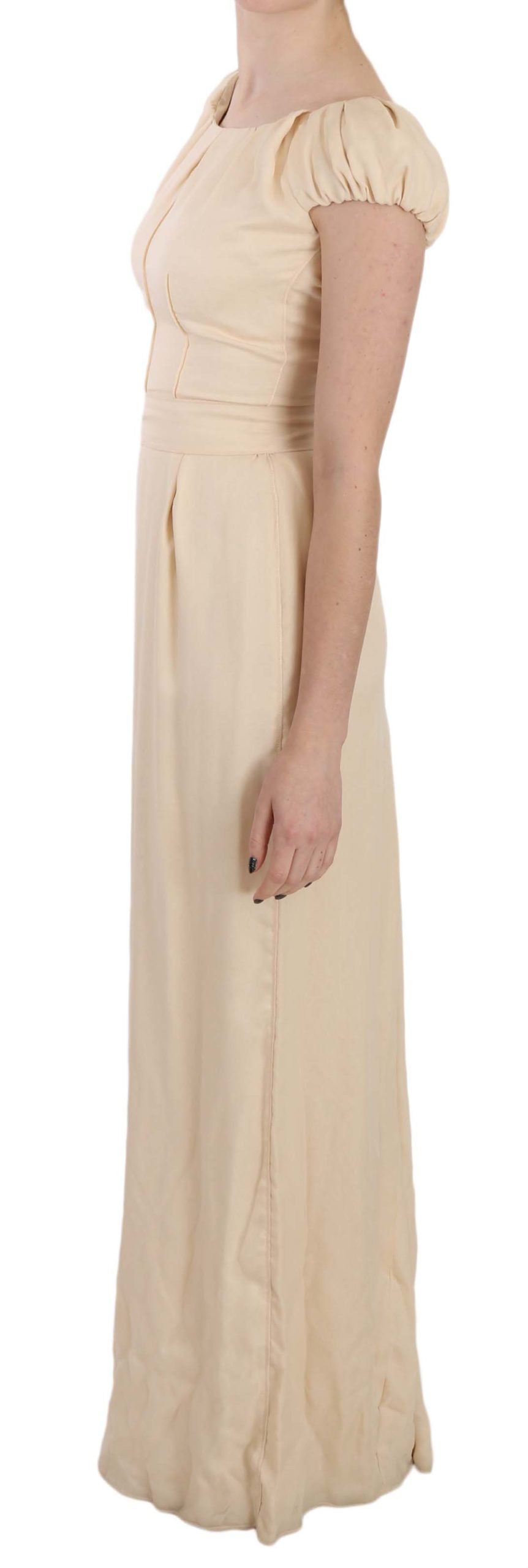 Dolce & Gabbana Beigefarbenes Seidenkleid mit Kapuzenärmeln