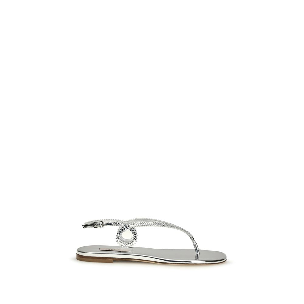 Casadei Sandalen aus silbernem Kalbsleder Bos Taurus