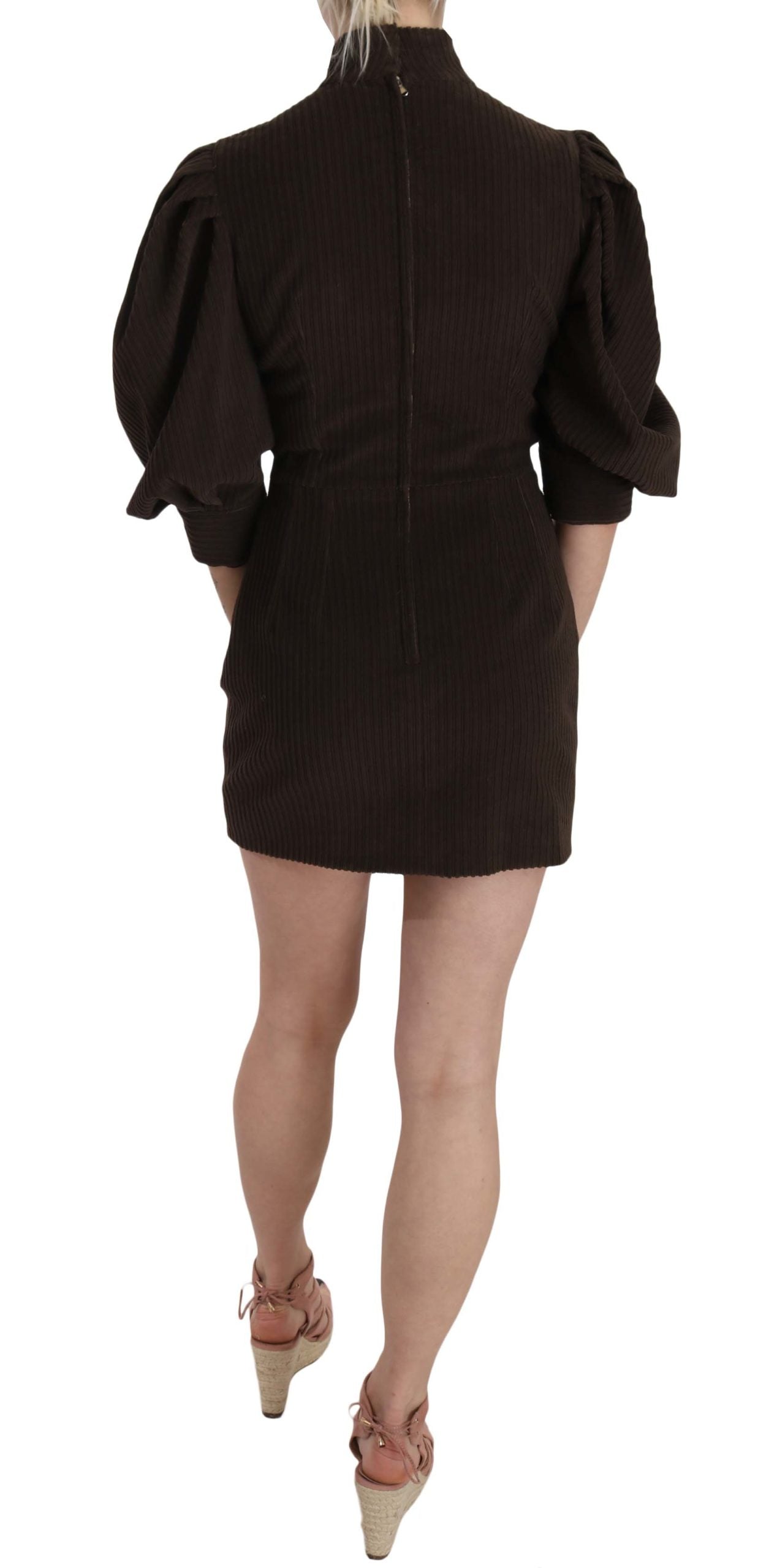 Dolce & Gabbana Braunes Kord-Bodycon-Minikleid aus Baumwolle