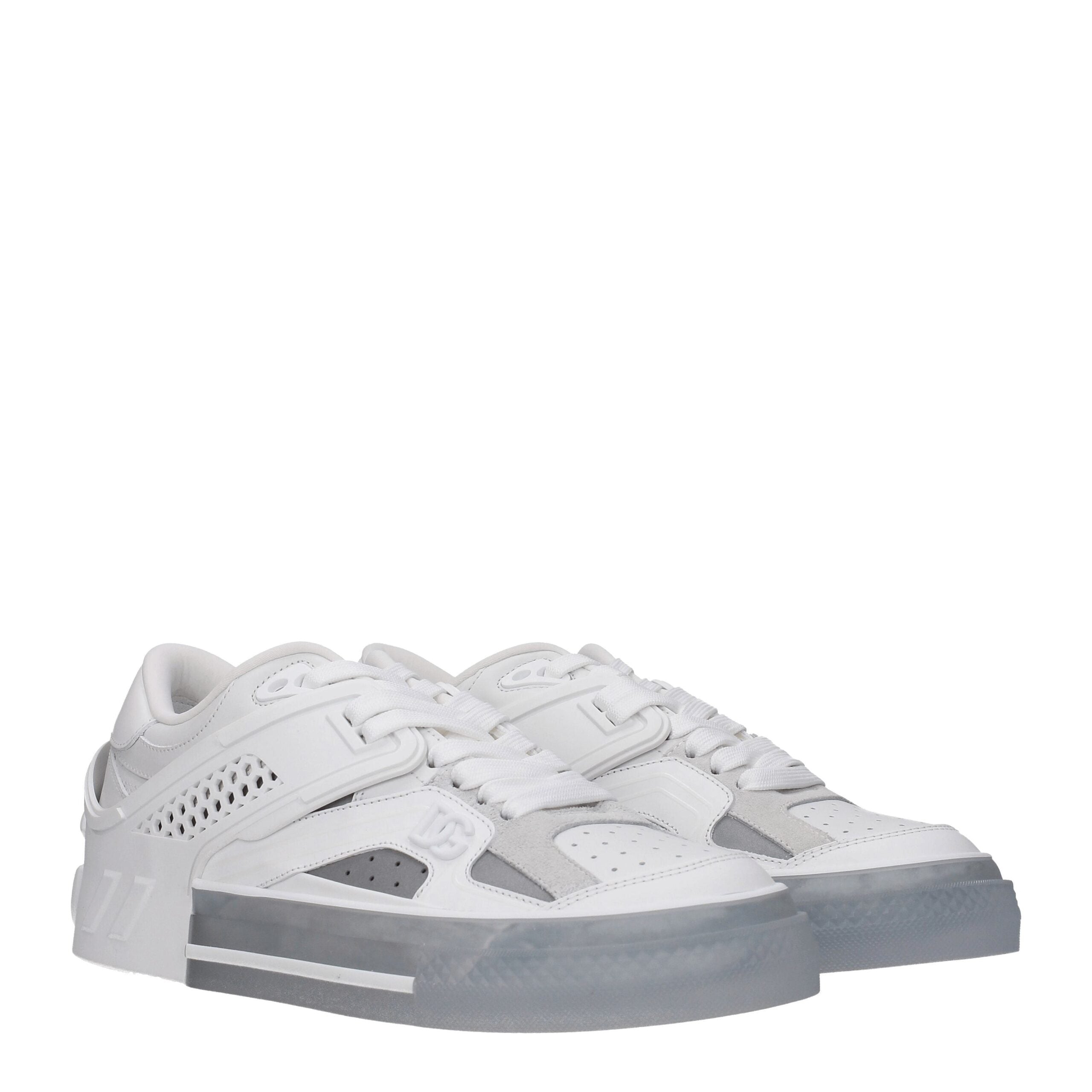 Dolce & Gabbana Weiße Low-Top-Sneaker aus Leder