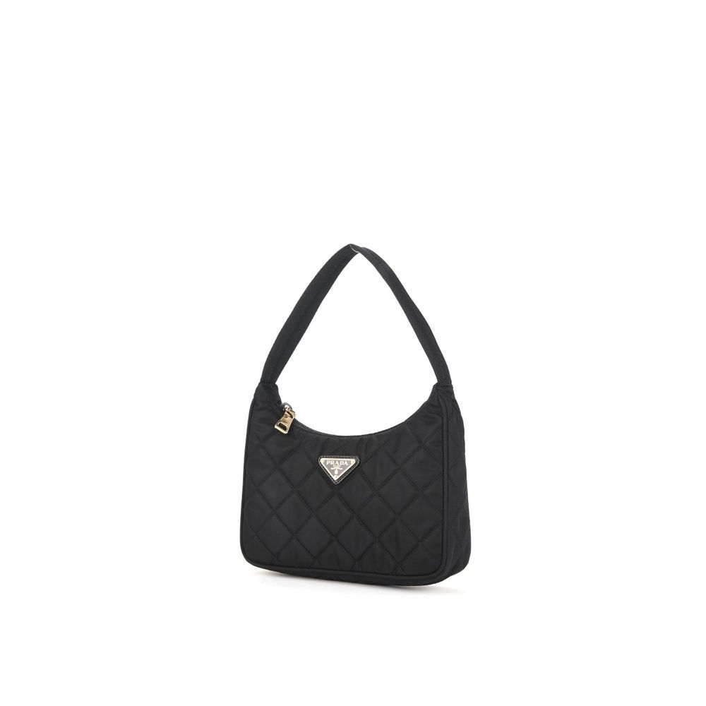 Prada Schwarze Bos Taurus Kalbsleder Schultertasche