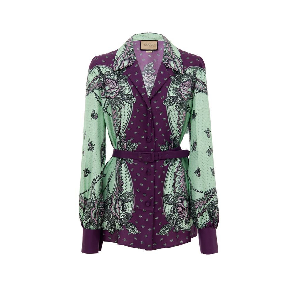Gucci Grünes Seidenhemd mit Muster