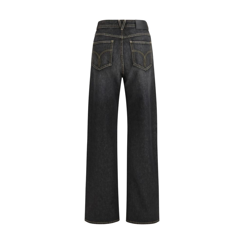 Versace Schwarze Baumwoll-Jeans mit geradem Bein