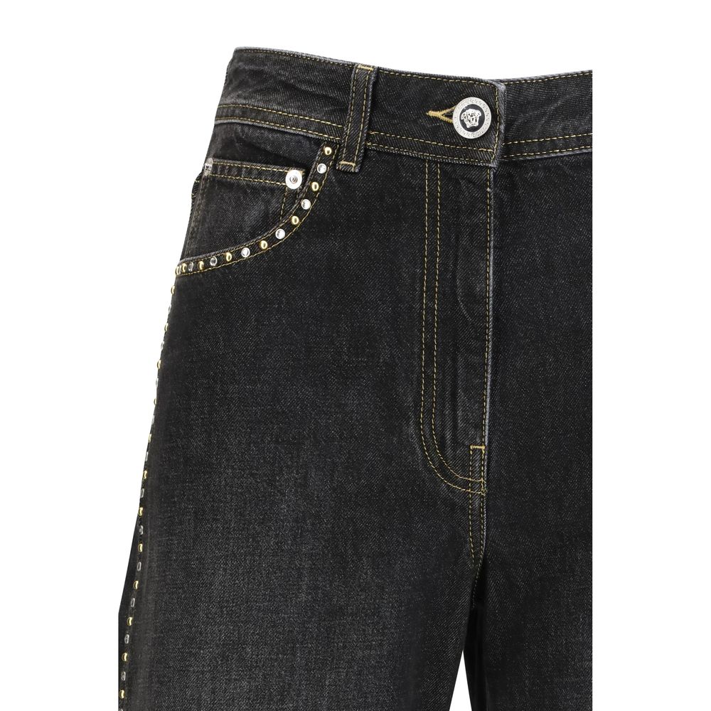 Versace Schwarze Baumwoll-Jeans mit geradem Bein