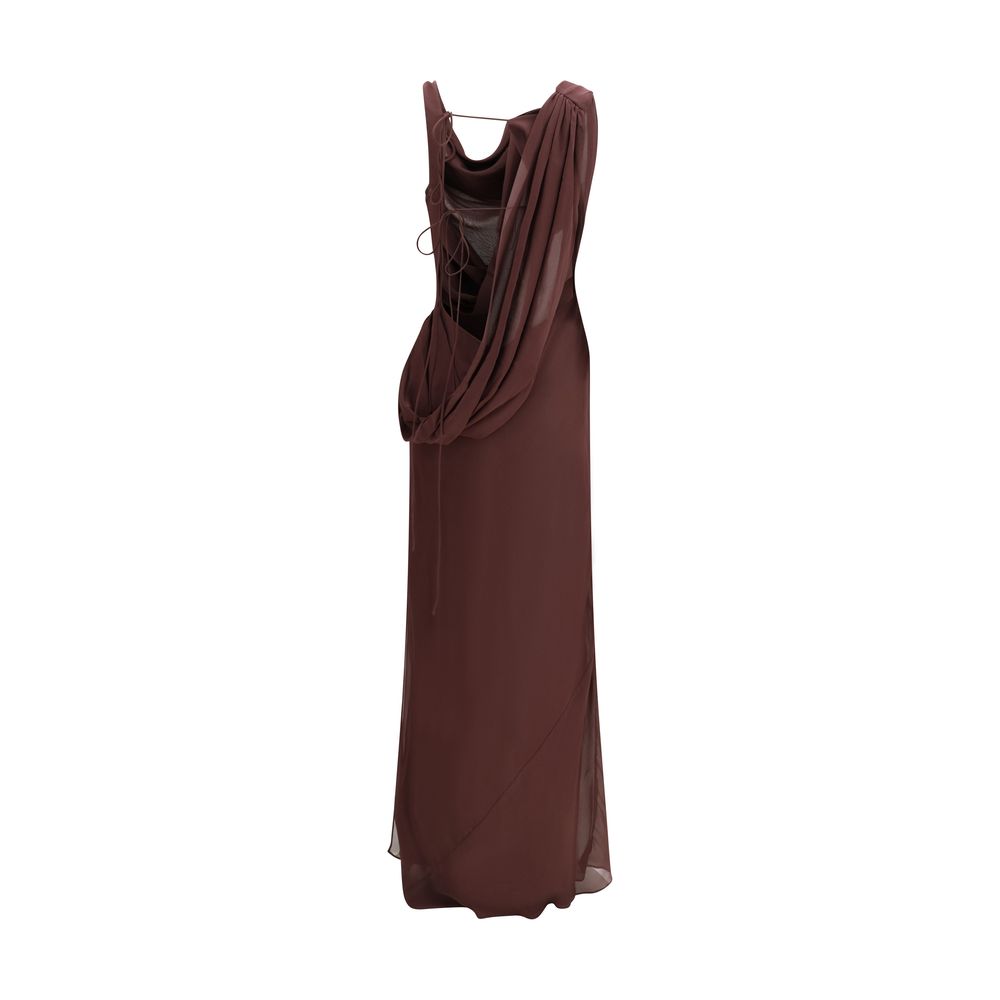 The Andamane Braunes Seiden-Maxikleid