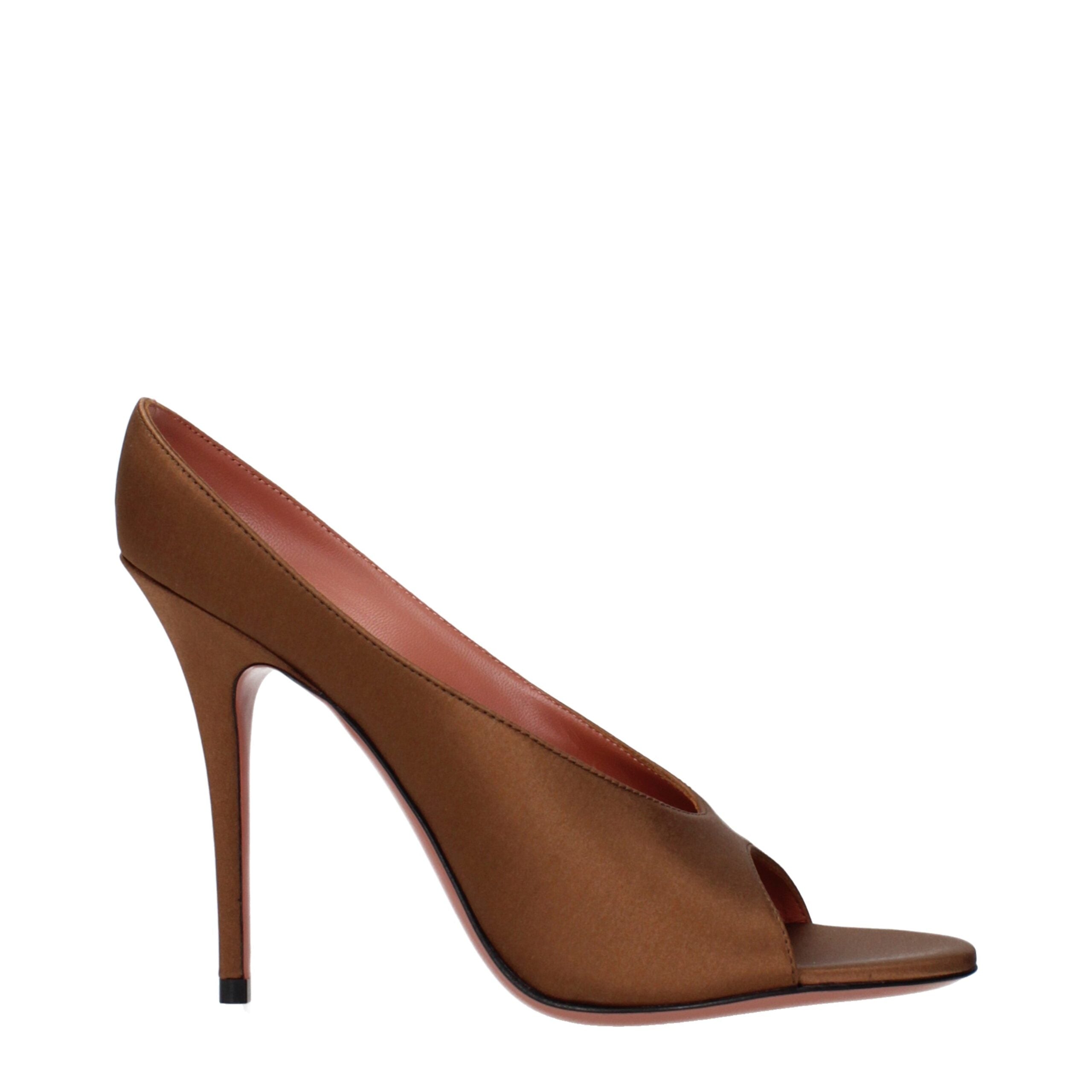 Amina Muaddi Braune Satin-Pumps mit hohem Absatz