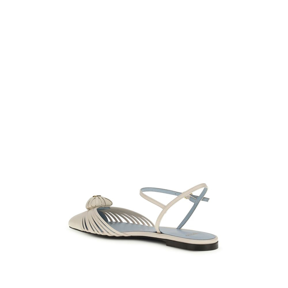 Valentino Garavani Beige Goatskin Flat Sandals