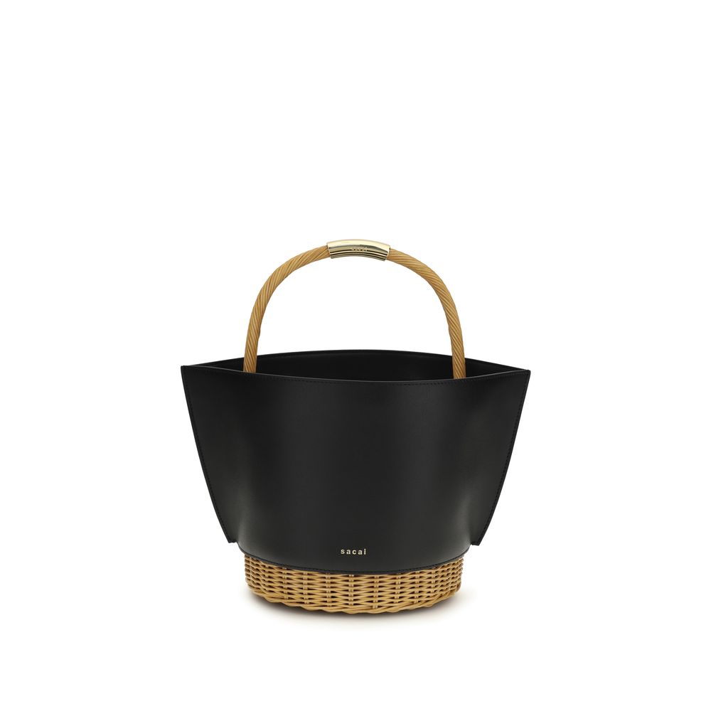Sacai Schwarze Bos Taurus Kalbsleder Schultertasche